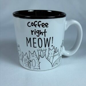 Burton + BURTON Coffee Right Meow Cat Mug White Black Ceramic Pun Tea Cup